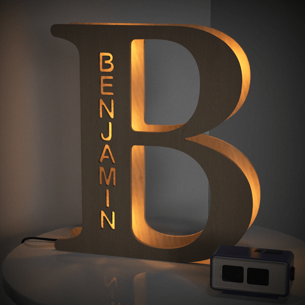 Personalized Wooden Letter Night Light 28CM for Unique Home Decor