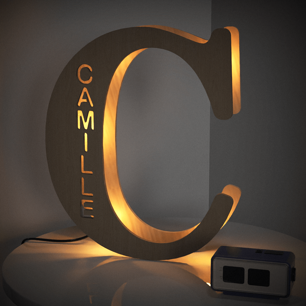 Personalized Wooden Letter Night Light 28CM for Unique Home Decor