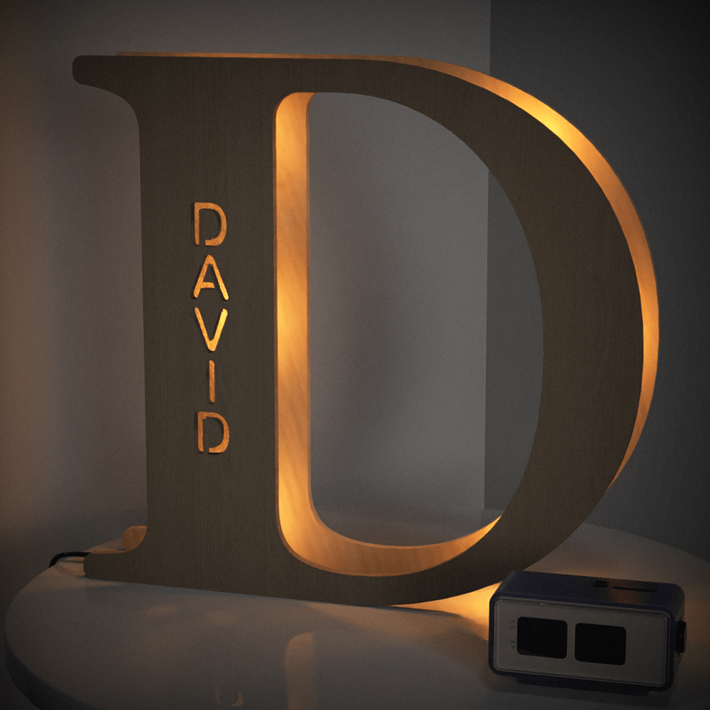 Personalized Wooden Letter Night Light 28CM for Unique Home Decor