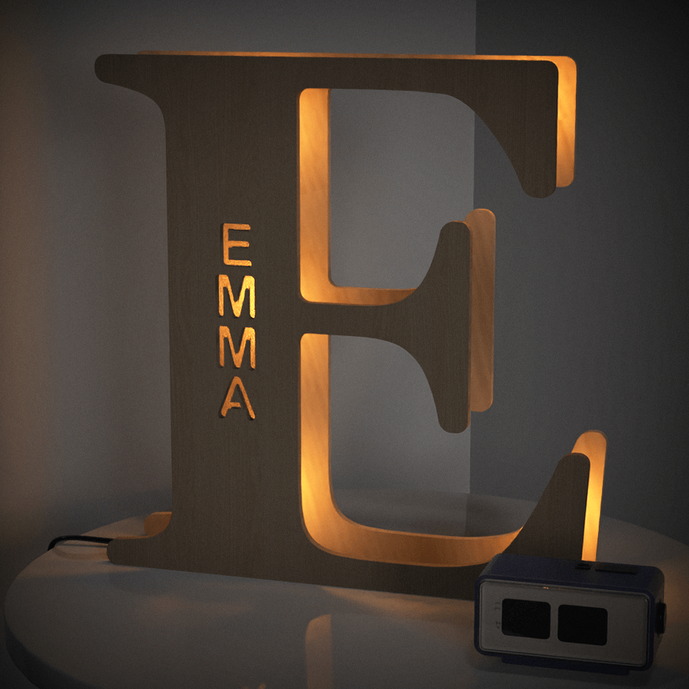 Personalized Wooden Letter Night Light 28CM for Unique Home Decor