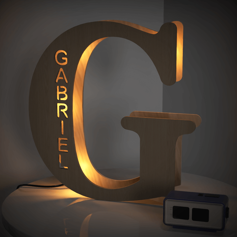 Personalized Wooden Letter Night Light 28CM for Unique Home Decor
