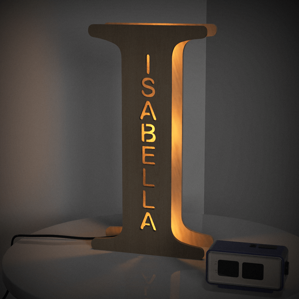 Personalized Wooden Letter Night Light 28CM for Unique Home Decor