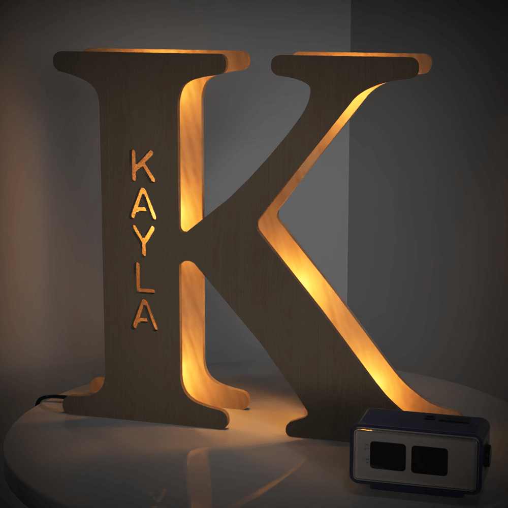 Personalized Wooden Letter Night Light 28CM for Unique Home Decor