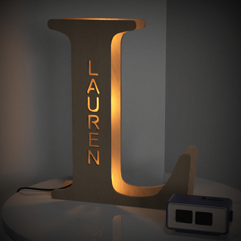 Personalized Wooden Letter Night Light 28CM for Unique Home Decor