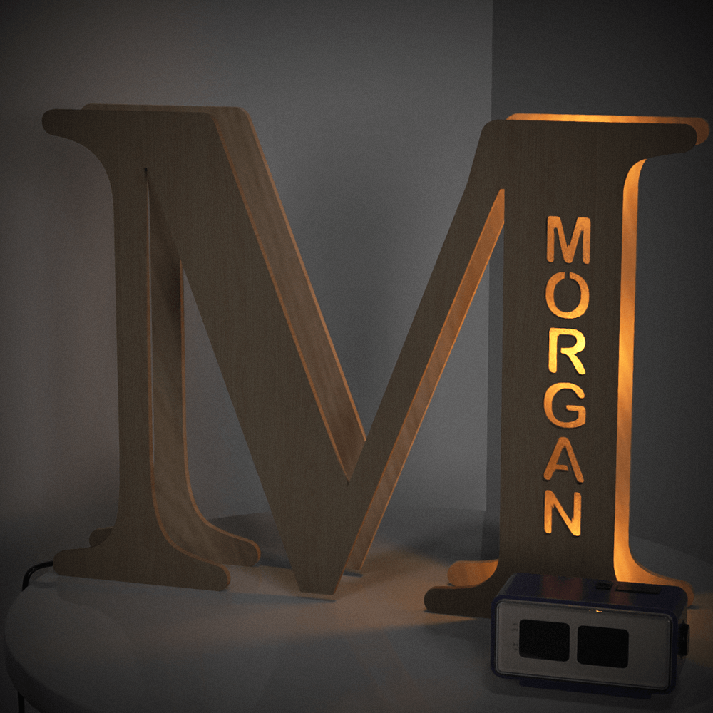 Personalized Wooden Letter Night Light 28CM for Unique Home Decor