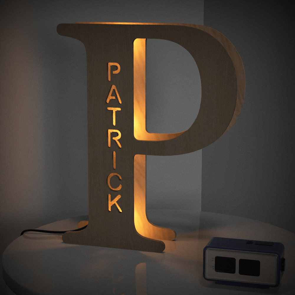 Personalized Wooden Letter Night Light 28CM for Unique Home Decor