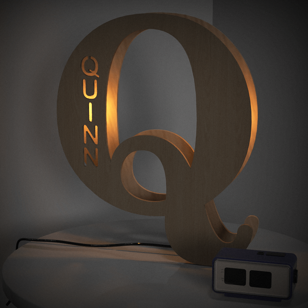 Personalized Wooden Letter Night Light 28CM for Unique Home Decor