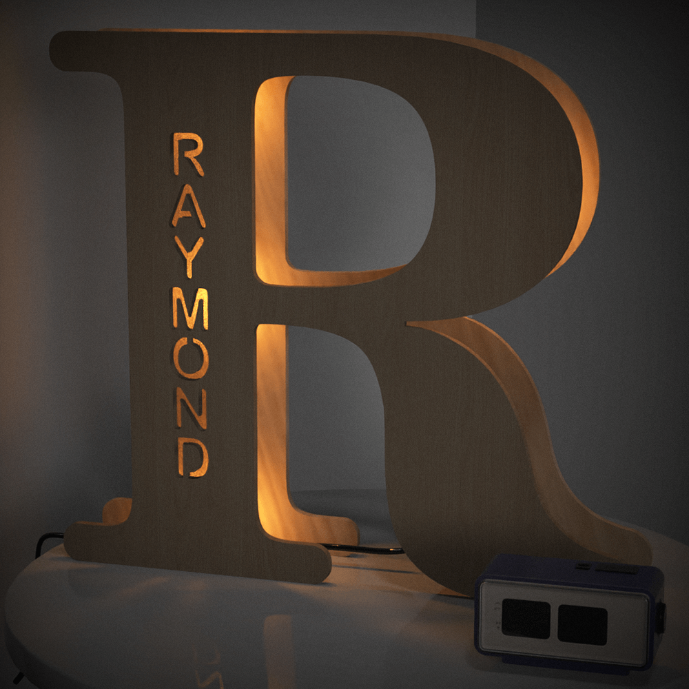 Personalized Wooden Letter Night Light 28CM for Unique Home Decor