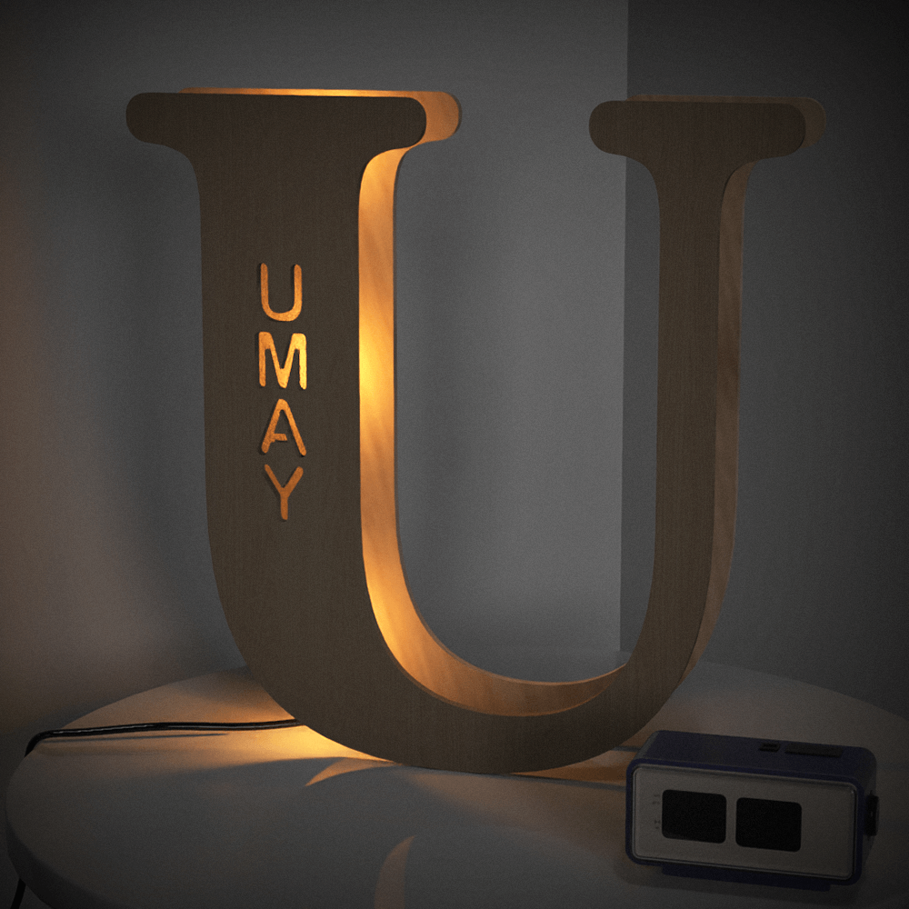 Personalized Wooden Letter Night Light 28CM for Unique Home Decor