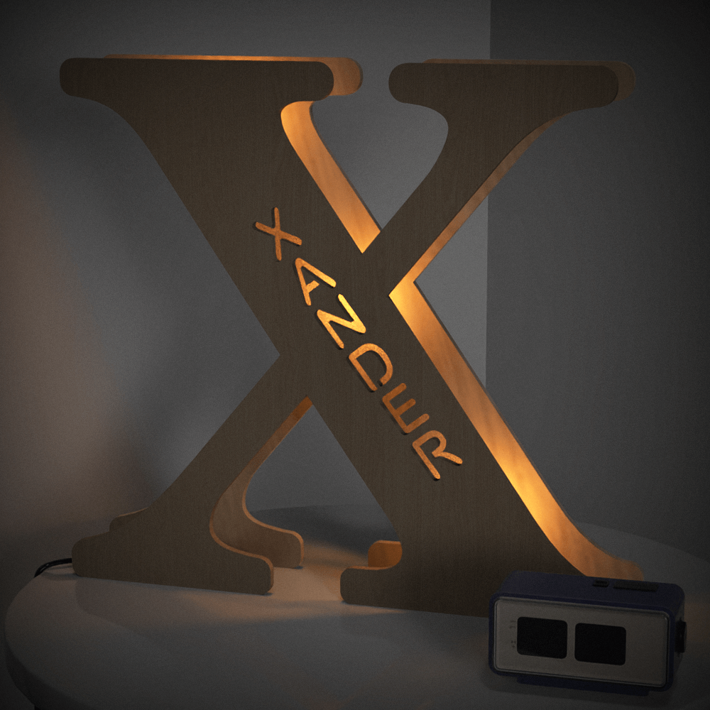 Personalized Wooden Letter Night Light 28CM for Unique Home Decor