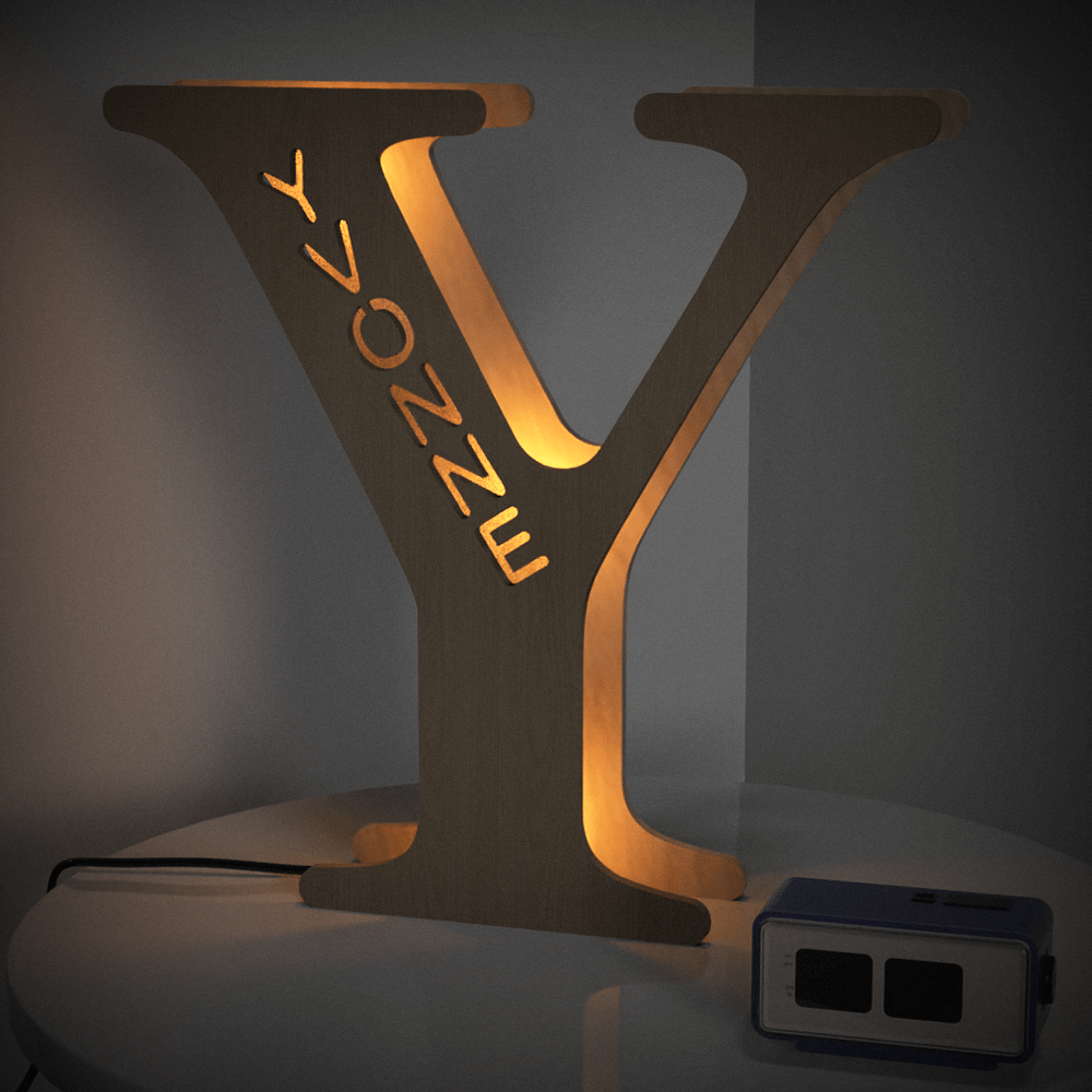 Personalized Wooden Letter Night Light 28CM for Unique Home Decor
