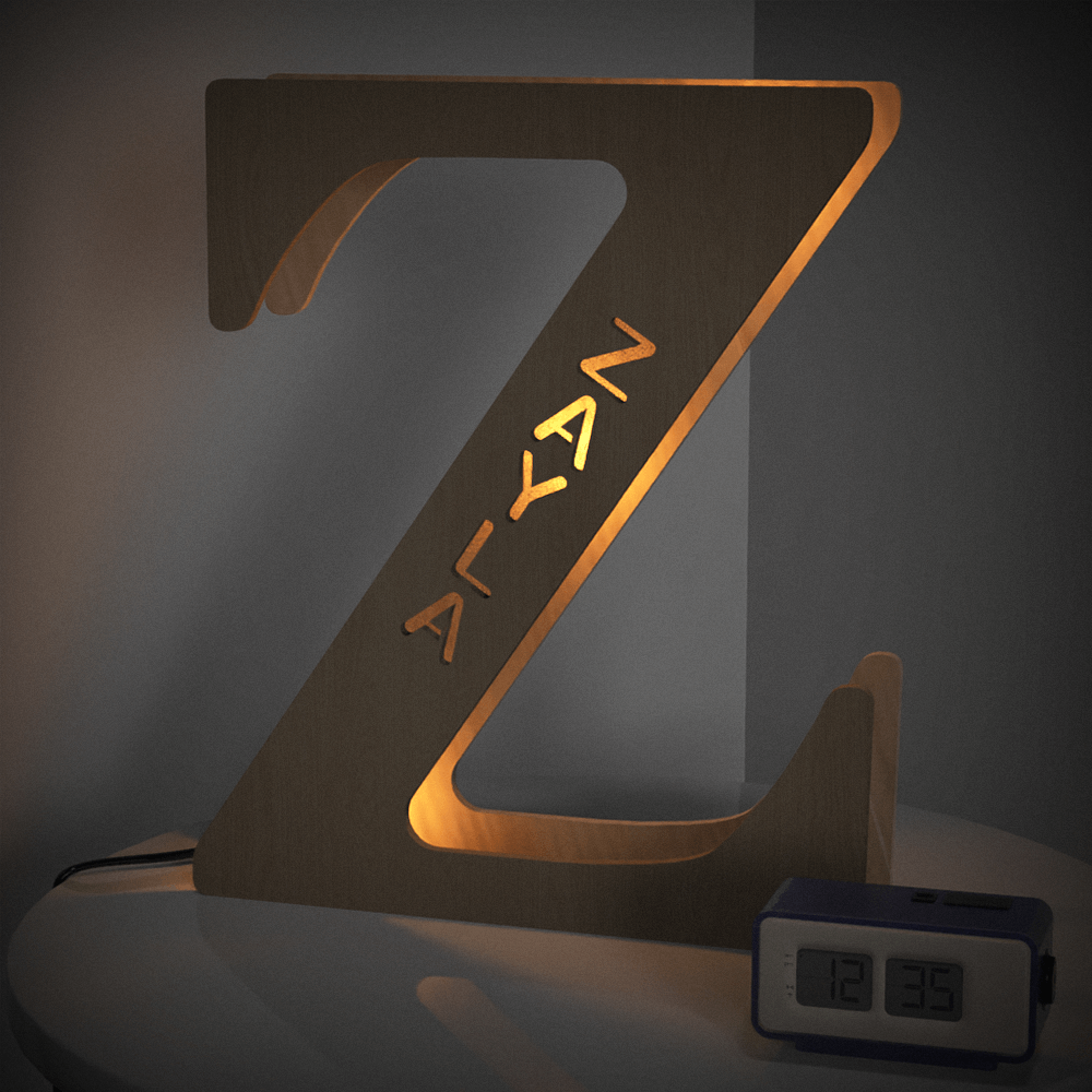 Personalized Wooden Letter Night Light 28CM for Unique Home Decor