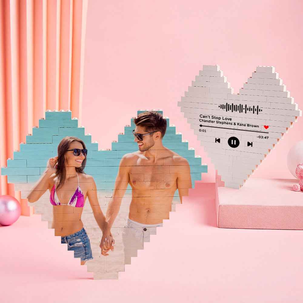 Custom Photo Block Puzzle Heart Shaped Personalized Building Brick