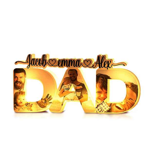 Personalized Father's Day Night Lamp with Custom Family Photo and Name for Dad