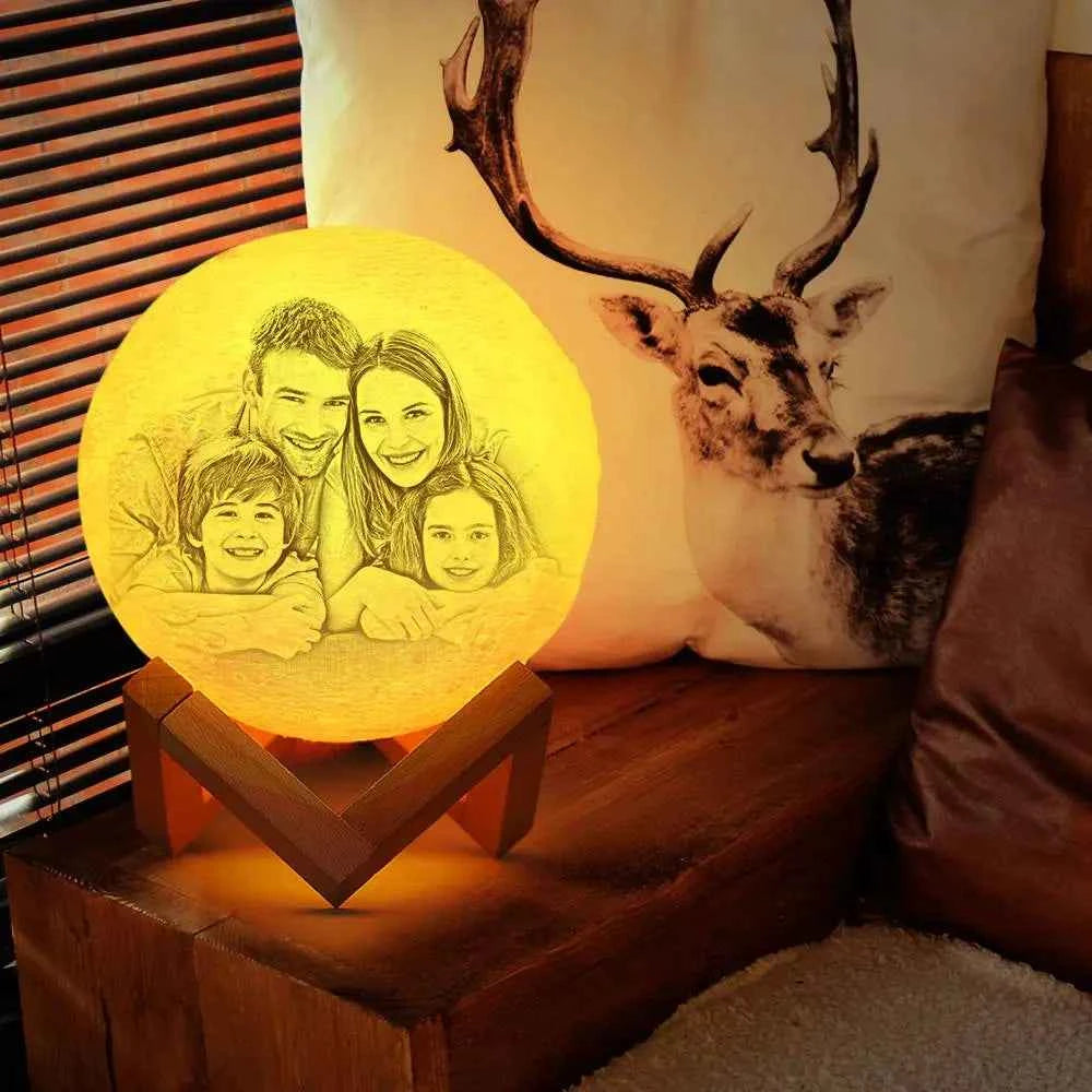 Custom Moon Lamp 3D Printed Photo Lunar Light - Ideal Christmas Gift for Family