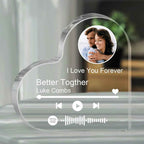 Personalized Acrylic Spotify Code Frame - Clear Thick Heart-Shaped Music Photo Block Gift