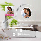 Personalized Acrylic Spotify Code Frame - Clear Thick Heart-Shaped Music Photo Block Gift