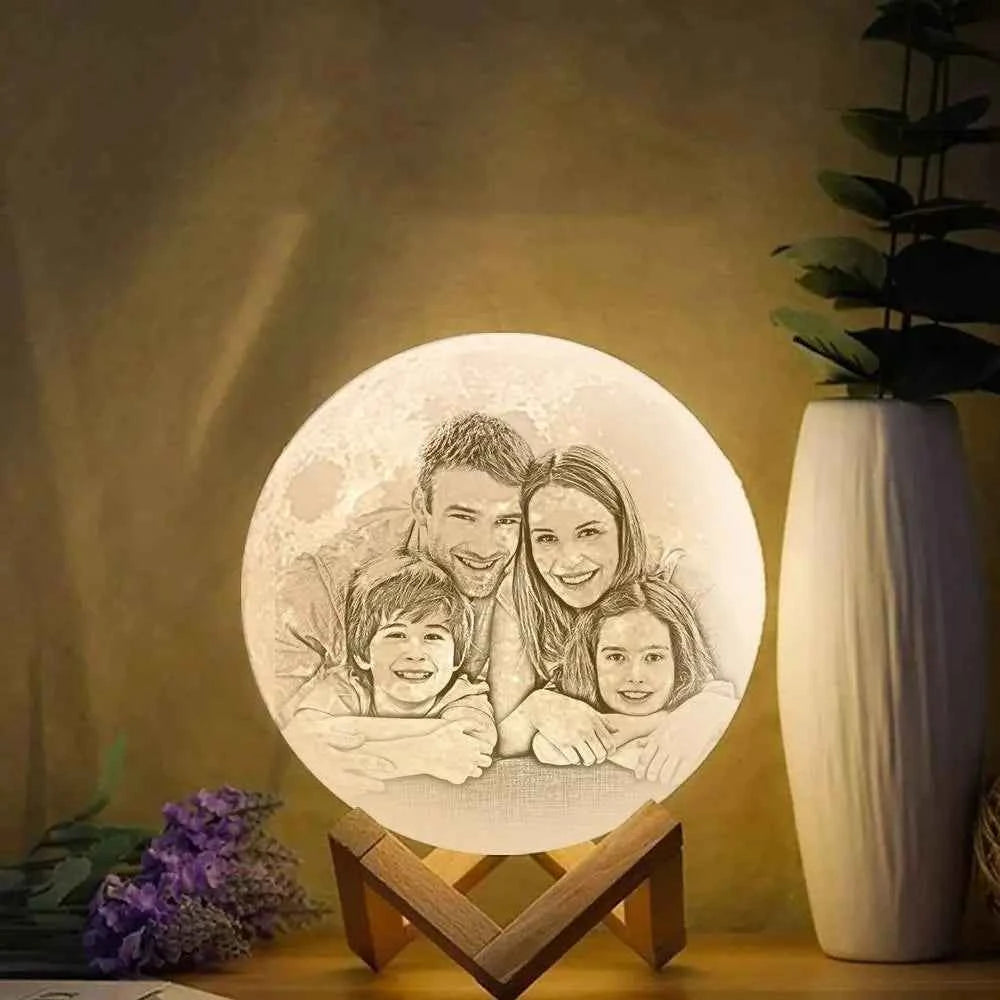 Custom Moon Lamp 3D Printed Photo Lunar Light - Ideal Christmas Gift for Family