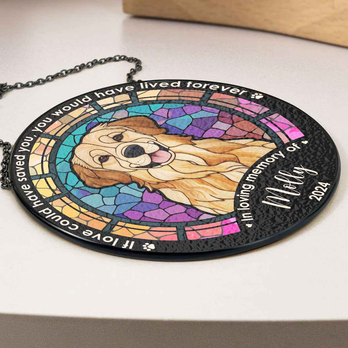 Custom Dog Photo Suncatcher - Personalized Window Hanging "Life Is Better With Dog"