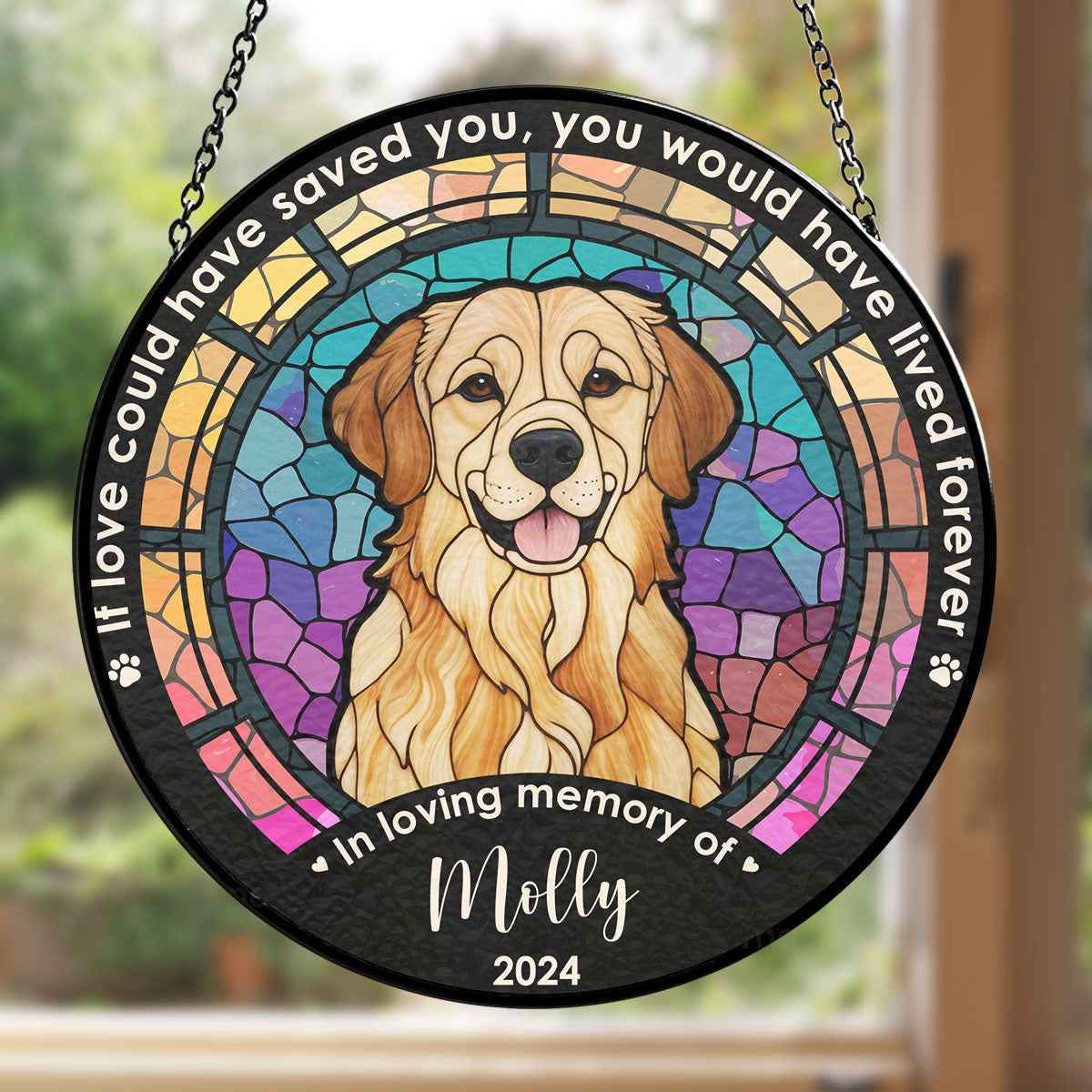 Custom Dog Photo Suncatcher - Personalized Window Hanging "Life Is Better With Dog"